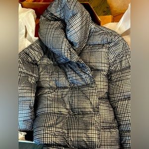 Jason Wu Black & White Plaid Puffer Jacket Size L New With Tags